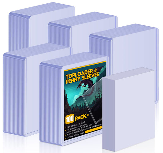 100 Toploaders and 100 Clear Sleeves, Sooez 35 PT Toploaders Card Protectors, 3" x 4" Hard Plastic Card Sleeves Baseball Card Protector, Topload Card Holder Case for Collectible Trading Cards