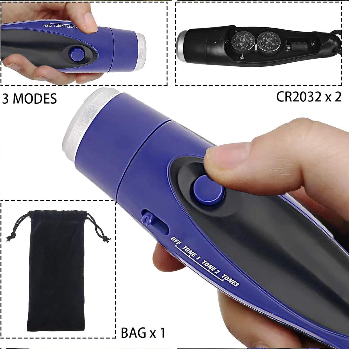 EFOBO Electronic Whistle for Coaches, Handheld Lound Electric Whistle with Lanyard and Three Tone for Volleyball, Soccer Referee, P.E. Teacher, Police,Outdoor Camping, Self Defense Emergency (Blue)