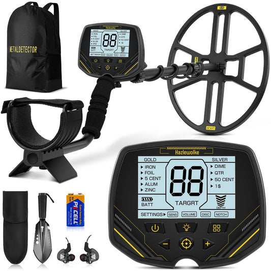 14" Metal Detector for Adults, Double-D Metal Detectors with Higher Sensitivity, Waterproof Metal Detectors with Large IP68 Search Coil, Professional DISC & Pinpointer Metal Detector Mode