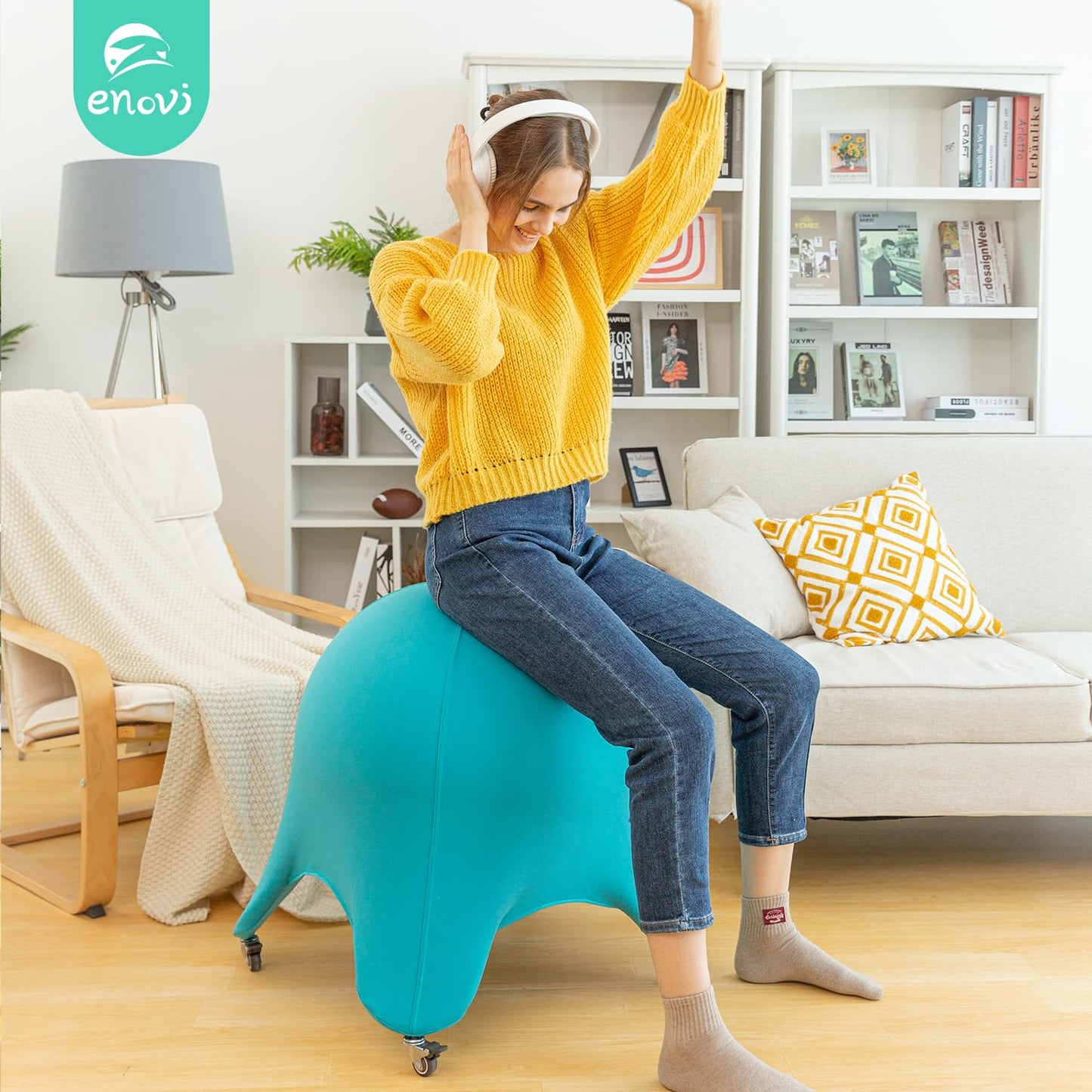 ENOVI Starfish Ball Chair, Yoga Ball Chair Exercise Ball Chair Ergonomic Design for Home Office Desk, Stability Ball & Balance Ball Seat to Relieve Back Pain, 24IN, AB