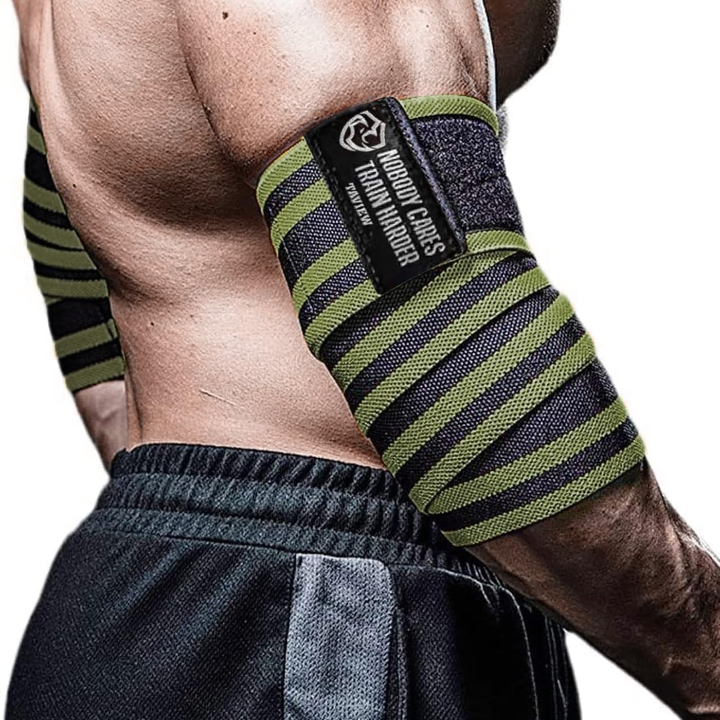 Elbow Wraps for Weightlifting (1 Pair), 47" Elastic Elbow Support & Compression Powerlifting, Fitness, Cross Training & Gym Workout - Elbow Straps for Weight Lifting