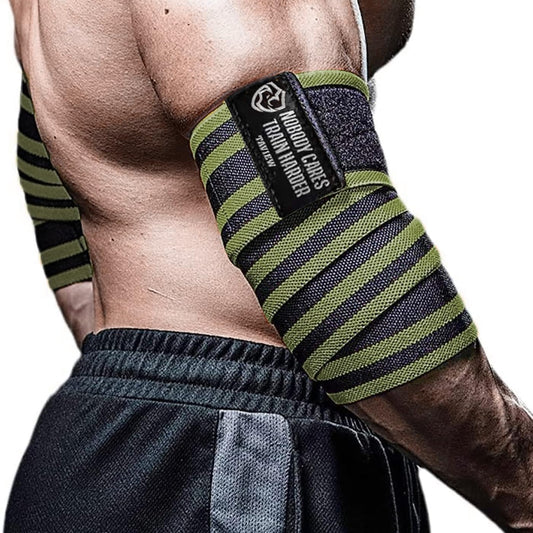 Elbow Wraps for Weightlifting (1 Pair), 47" Elastic Elbow Support & Compression Powerlifting, Fitness, Cross Training & Gym Workout - Elbow Straps for Weight Lifting