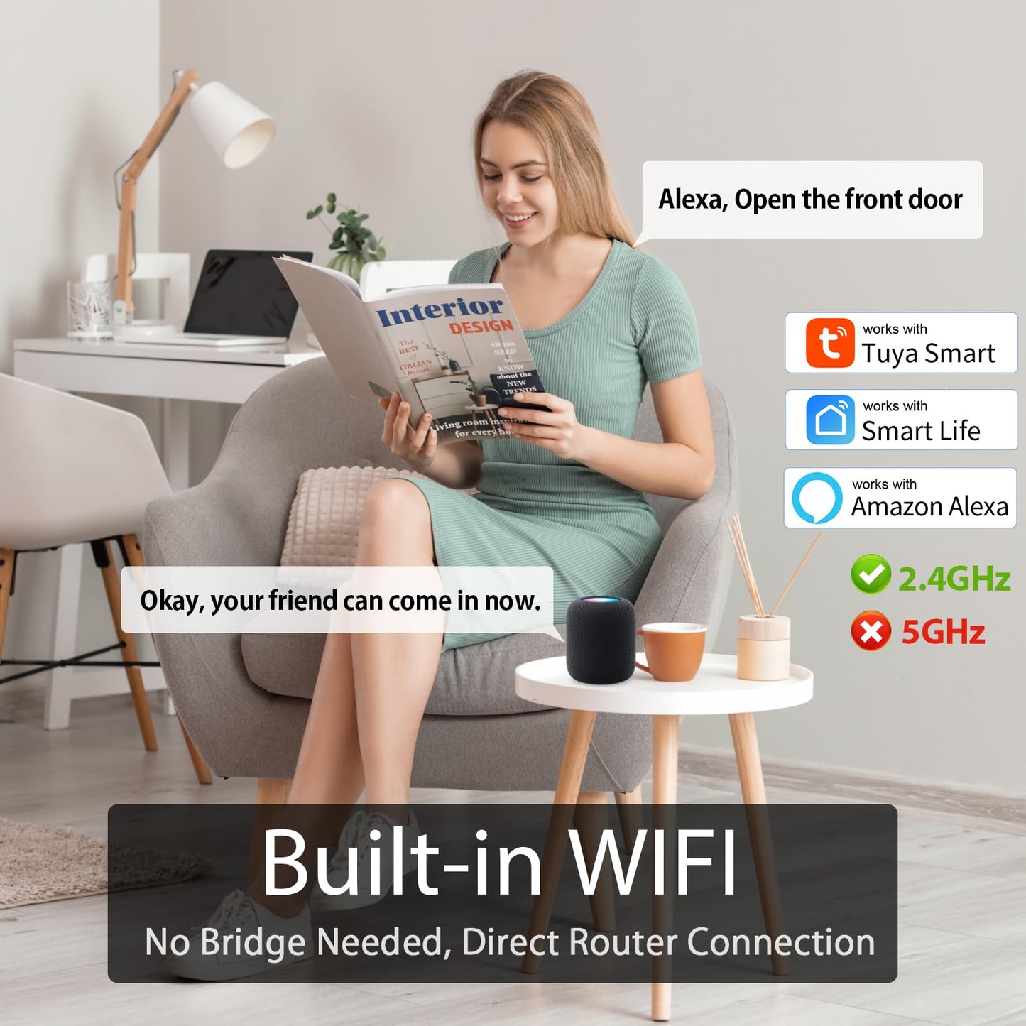 eLinkSmart Smart Door Lock with Camera Deadbolt with Video Doorbell PIR Motion Detection Front Door Lock with Fingerprint Keypad Code Long-Lasting Battery Built-in Wi-Fi No hub Required No Drilling