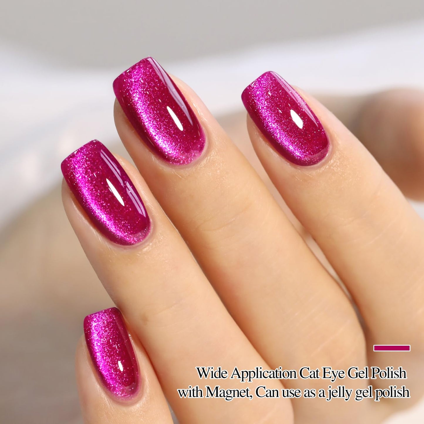 Double Rhythm 15ML Ice Glass Cat Eye Gel Polish with Magnet Holographic Glitter Shimmer Translucent Sheer Color Salon Soak Off Magnetic at Home (Purple Red-MC1072)