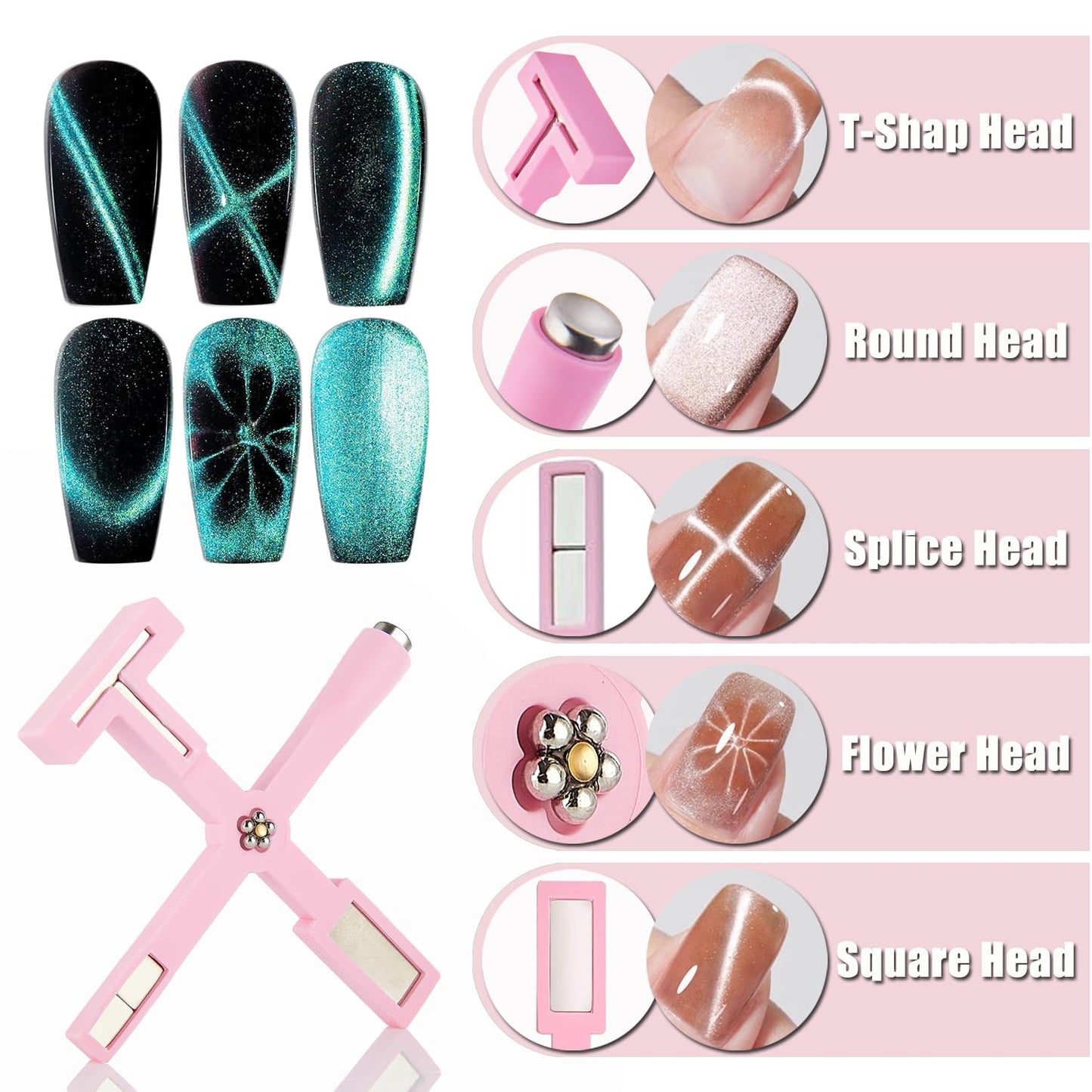Dr.nail 11Pcs Nail Magnet Set - Cat Eye Gel Nail Polish Magnet for Nails, Magnet Tools for DIY Nail Art