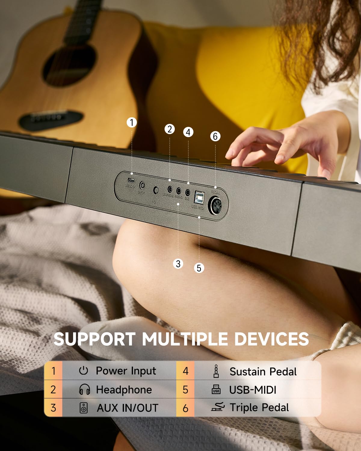 Donner Digital Piano Keyboard Velocity-Sensitive 88 Keys with Removable Piano Stand, Compact Beginner Home Electric Piano with Split Mode, LCD Screen, and Triple Pedal DEP-08