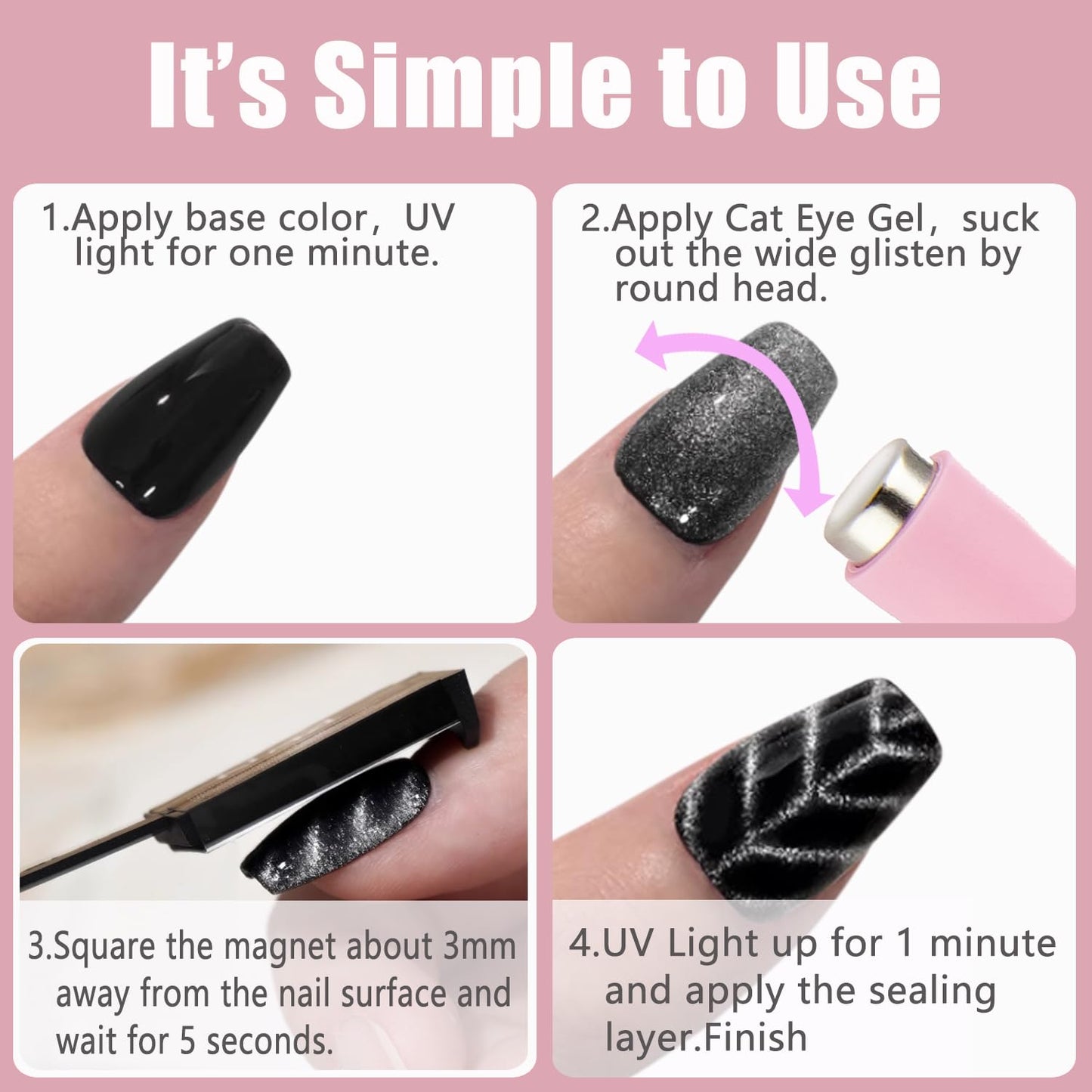 Dr.nail 11Pcs Nail Magnet Set - Cat Eye Gel Nail Polish Magnet for Nails, Magnet Tools for DIY Nail Art