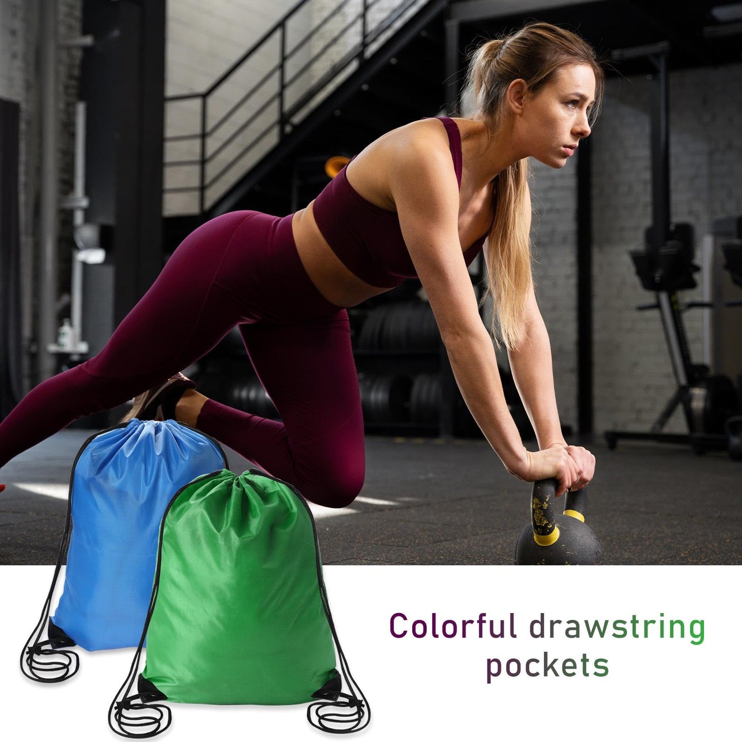 2 Pcs Drawstring Backpack Bags Sports Cinch Sack String Bags Blue Green Drawstring Gym Bag Draw String Backpack Bulk Swimming String Bags