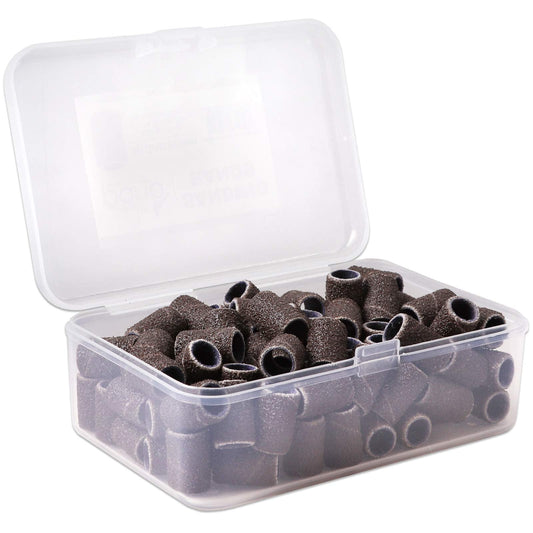 100 Pcs Large Brown Nail Drill Bits Sanding Bands for Nail Drill 80 Coarse Grit – Nail File for Acrylic Nail Gel Manicures Pedicure