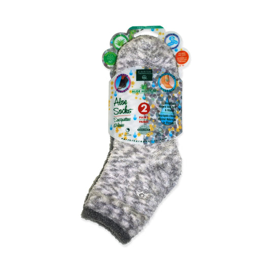 Earth Therapeutics Aloe Socks – Infused w/Aloe Vera & Vitamin E – Helps Dry Feet, Cracked Heels, Calluses – Use with Lotion – Grey/Confetti (2 Pairs)