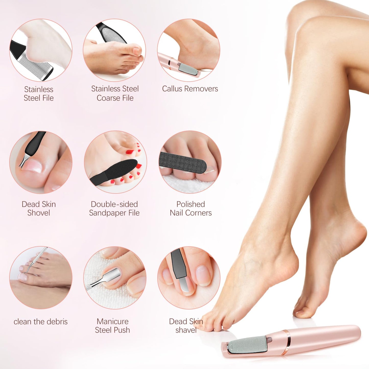 Electric Callus Removers for Feet, Haootadiy Rechargeable Electric Foot Callus Remover Pedicure Kits with12 in 1, Removes Dry Skin for Smoother Feet, Foot Care for Dead Skin Ideal Gift