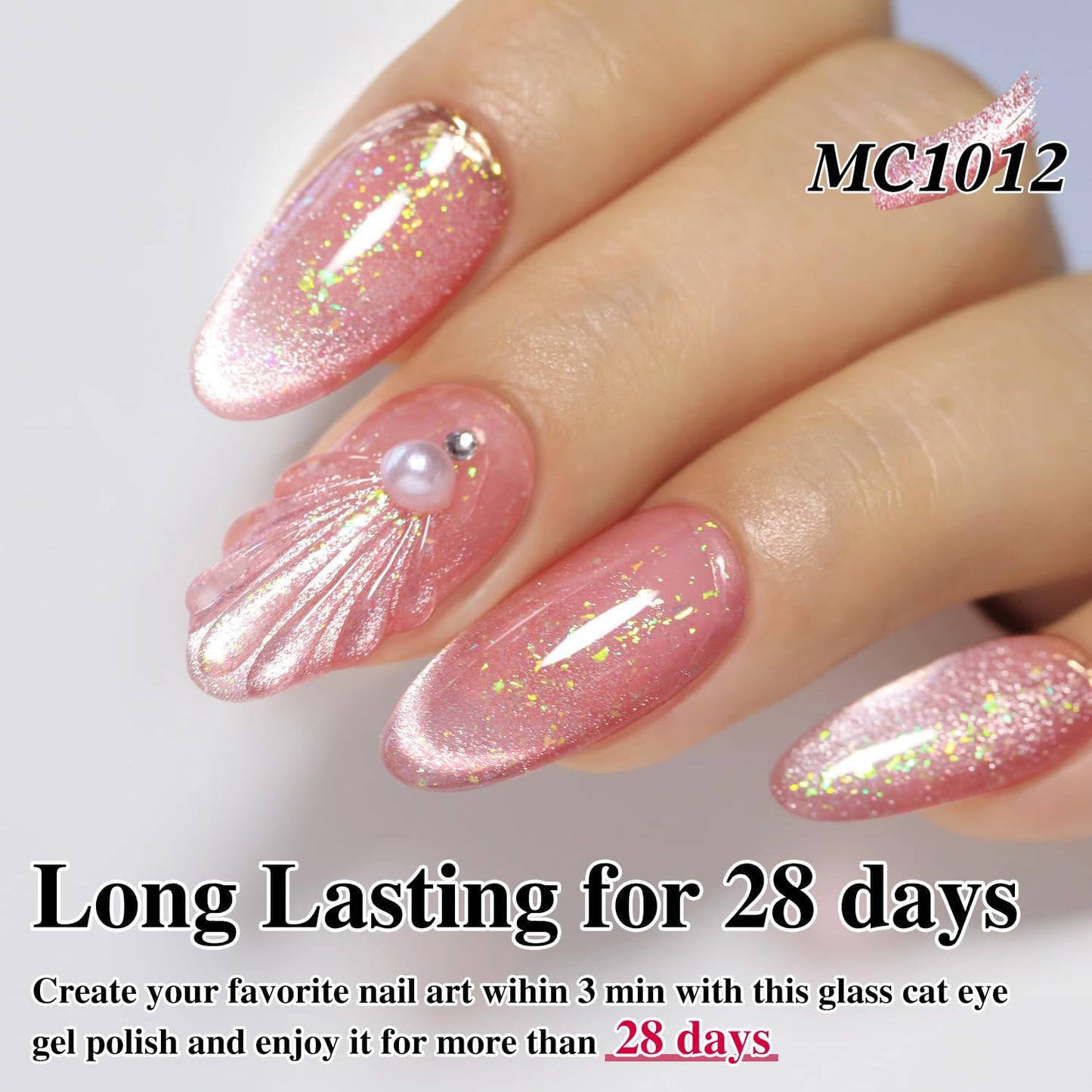 Double Rhythm 0.5 OZ Cat Eye Gel Polish with Magnet 15ML Holographic Glitter Shimmer Translucent Jelly Color Magnetic Nail Polish Salon DIY at Home (MC1012)