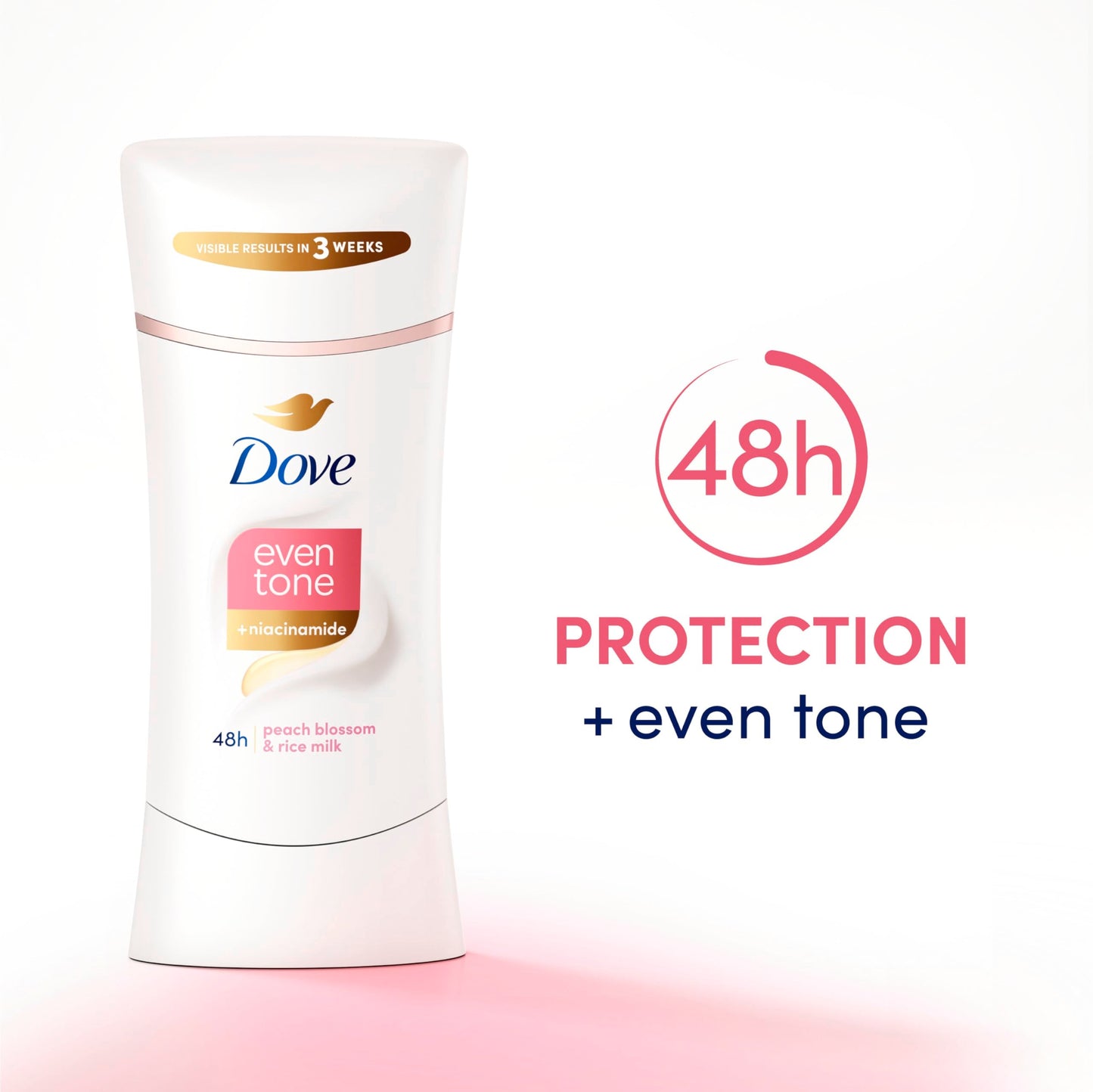 Dove Even Tone Antiperspirant Deodorant Stick Peach Blossom & Rice Milk 2.6 oz