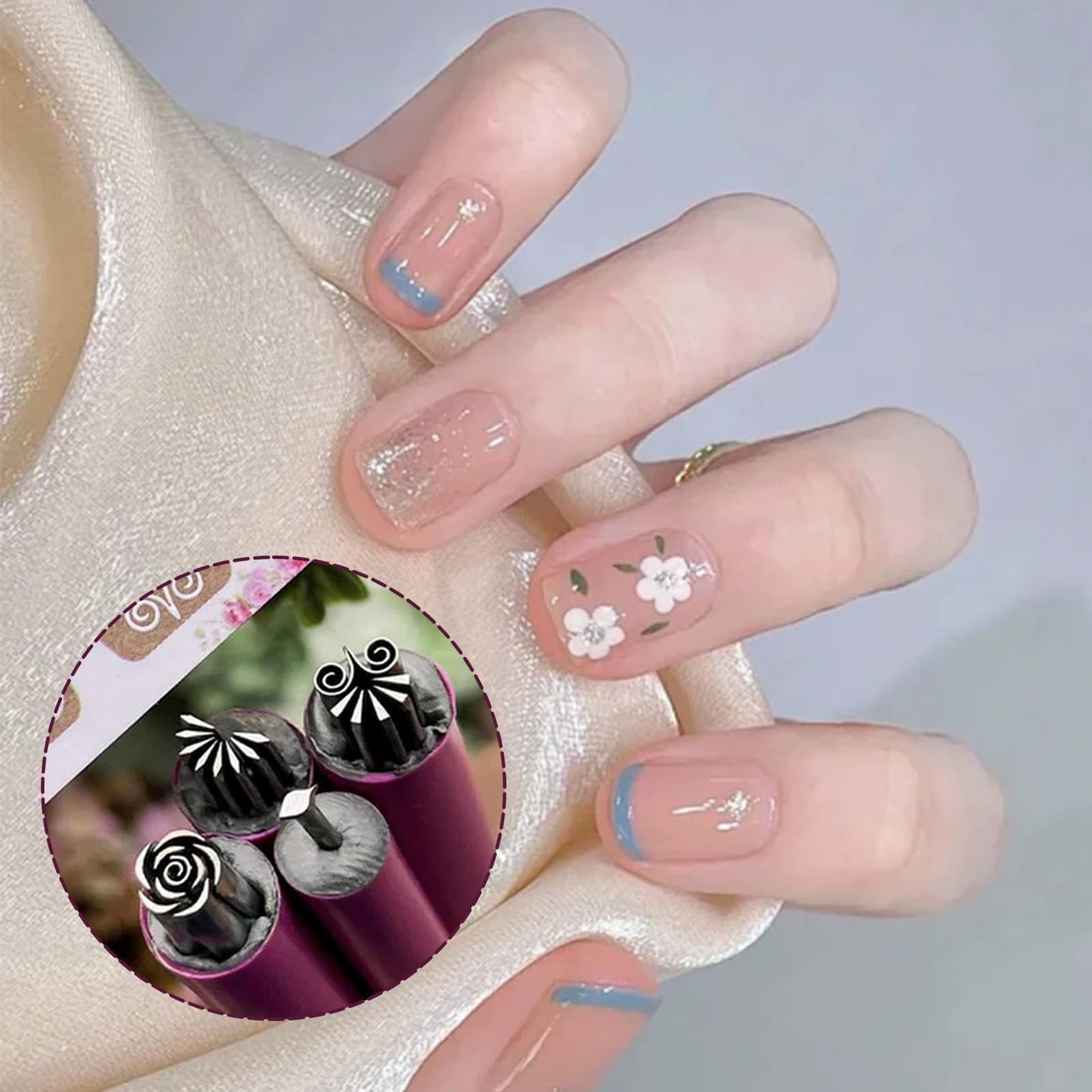 15 Pcs Nail Art Stamp Pen Set - Includes Nail Art Stamp Pens with Flower Designs