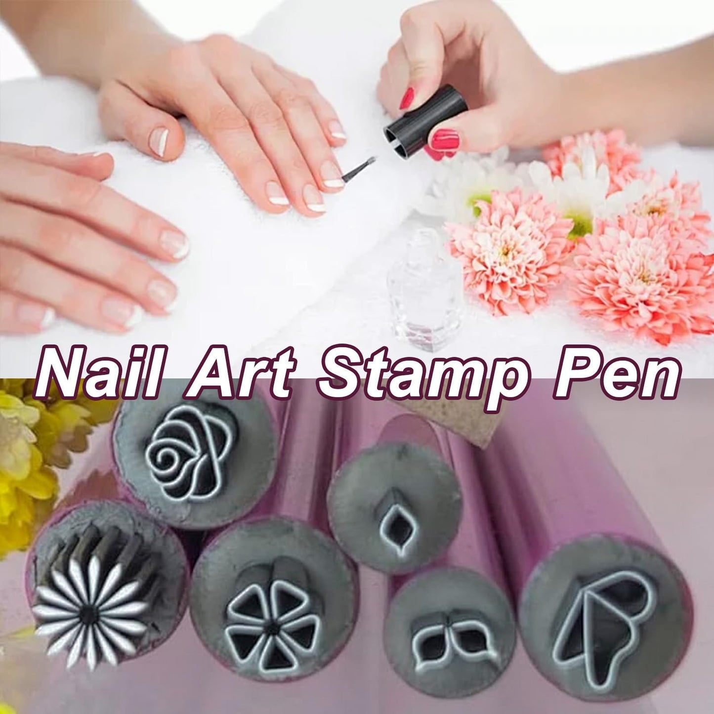 15 Pcs Nail Art Stamp Pen Set - Includes Nail Art Stamp Pens with Flower Designs