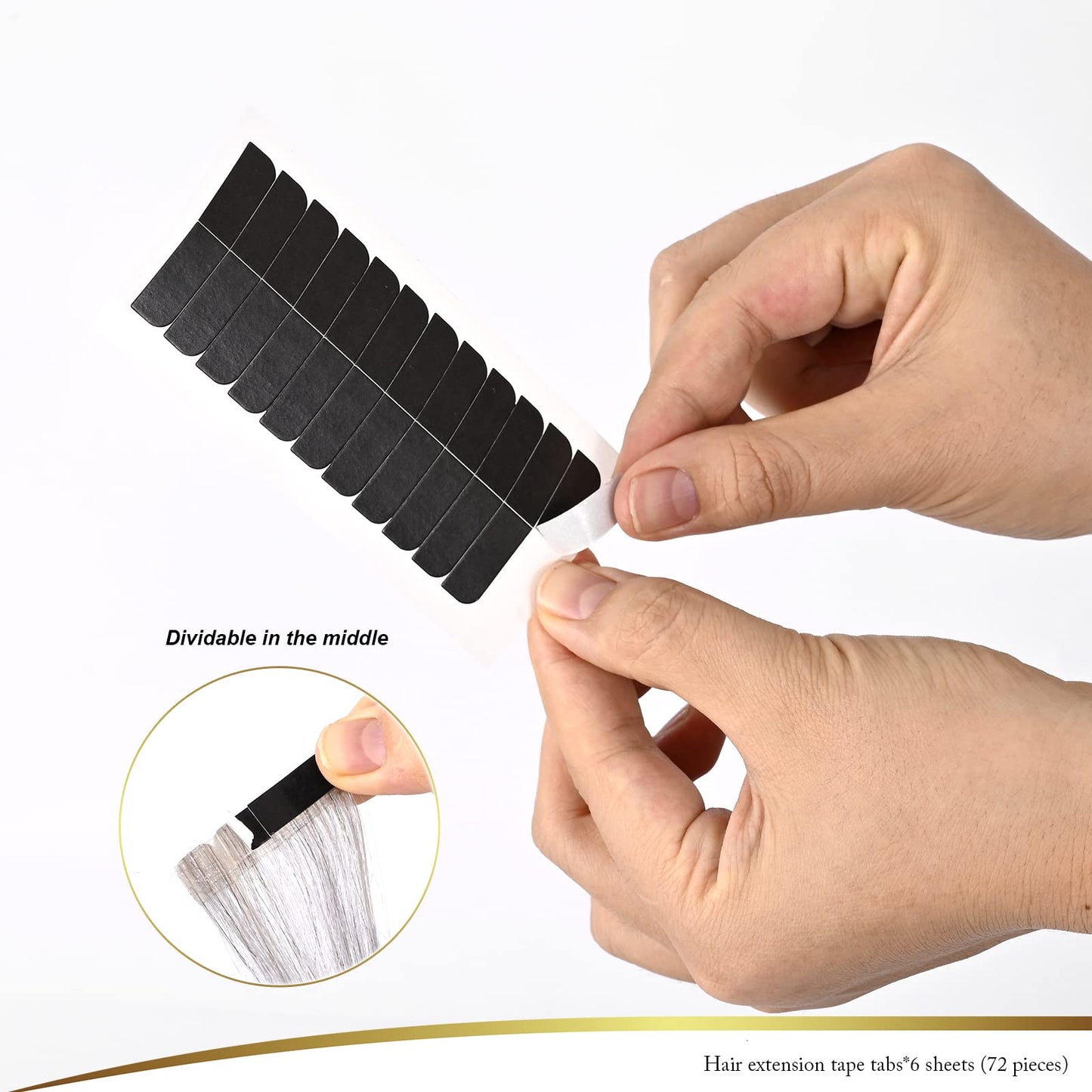 EHDIS Hair Tape Tabs,6 Sheets Double Sided Replacement Tape Adhesive Hair Extension Tapes Lace Front Wig Adhesive Tape Roll with Glue Remover Scraper Tool and Tweezers