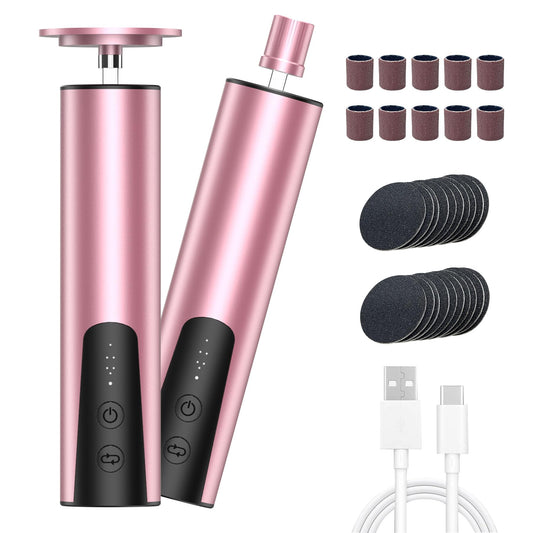 Electric Foot Callus Remover(6 Speed), 2 in 1 Electric Foot File Nail Grinder, Rechargeable Foot Sander with Sandpaper Disk and Nail Drill Bits, Callus Remover for Feet for Dead Skin-Pink