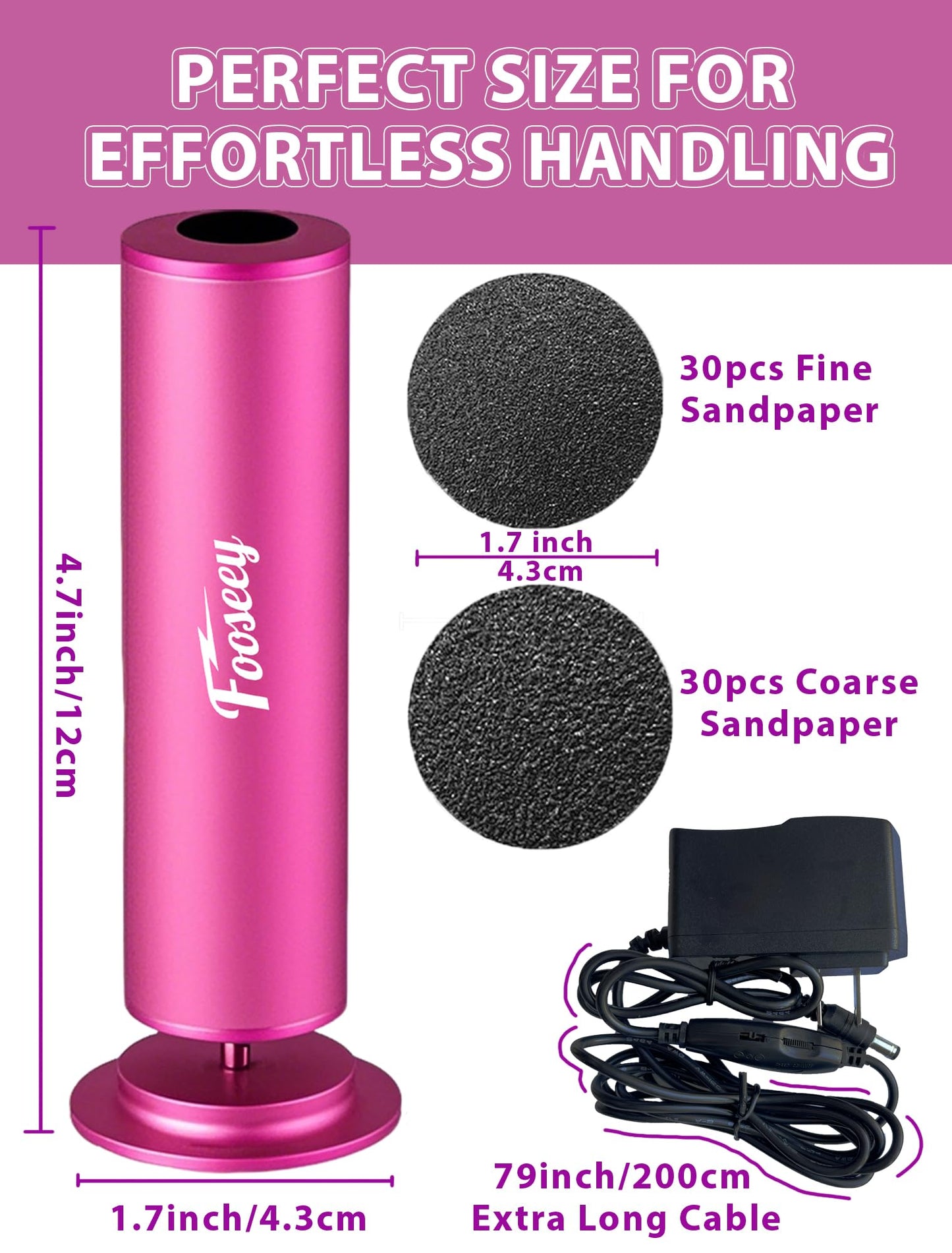 Electric Foot File Tool - Callus Remover for Feet (FSA or HSA Eligible), Professional Pedicure Machine with 60pcs Sandpaper Discs, Adjustable Speed Foot Files for Deadskin, Dry and Cracked Feet