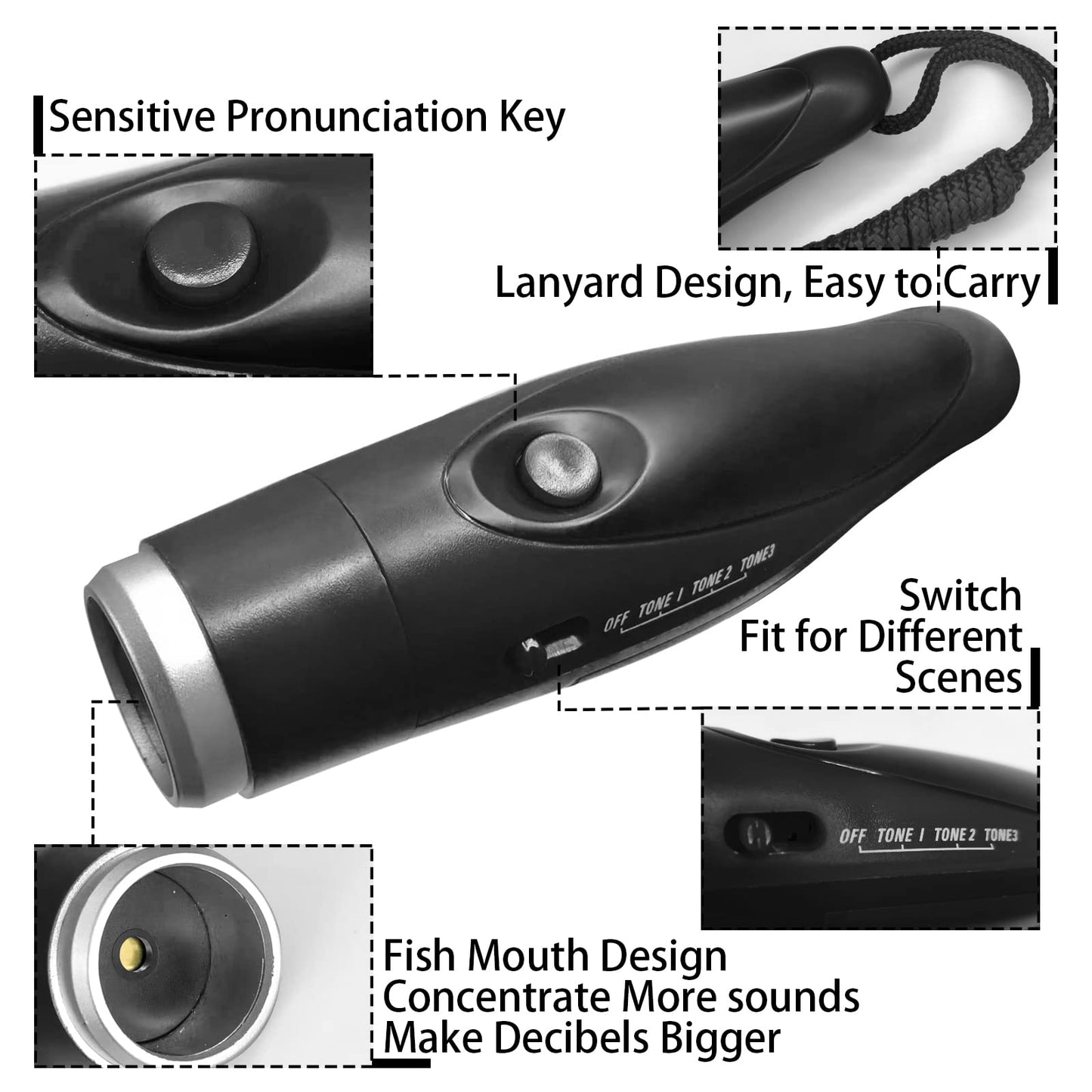 EFOBO Electronic Whistle for Coaches, Handheld Lound Electric Whistle with Lanyard and Three Tone for Volleyball, Soccer Referee, P.E. Teacher, Police,Outdoor Camping, Self Defense Emergency (Black)