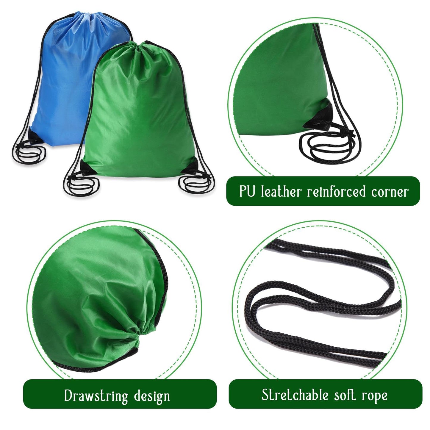 2 Pcs Drawstring Backpack Bags Sports Cinch Sack String Bags Blue Green Drawstring Gym Bag Draw String Backpack Bulk Swimming String Bags