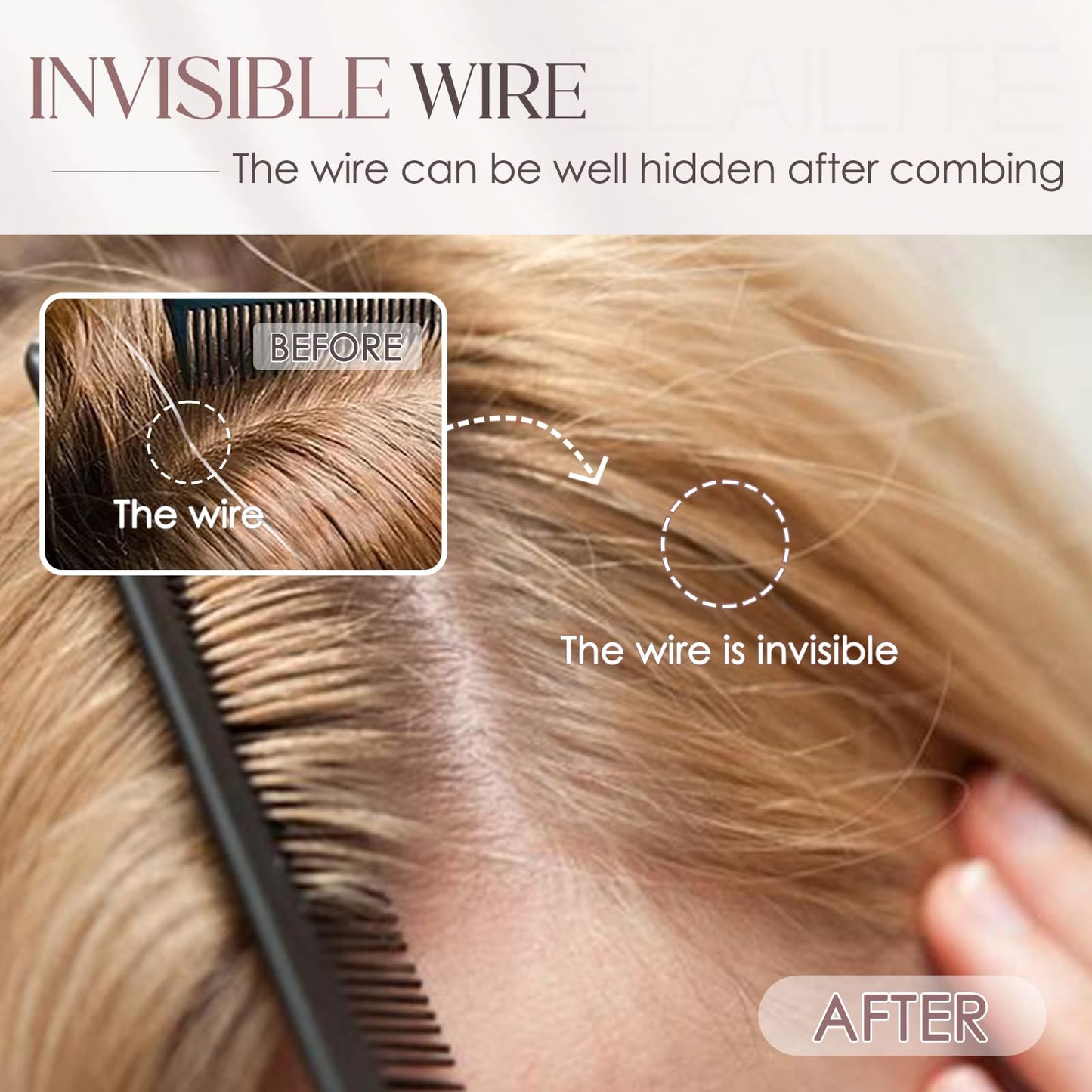 Elailite Halo Hair Extensions Real Human Hair for Women Golden Brown & Bleach Blonde Clip in Remy Hairpiece with Adjustable Invisible Wire 20 Inch 70G