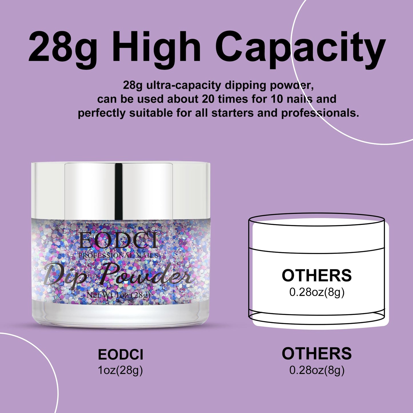 EODCI Dip Powder Glitter Colorful Purple for Valentine, 1 Oz Nail Dipping Powder French Nail Art for Starter Manicure Salon DIY at Home, Fall Winter Dip Colors Long Lasting