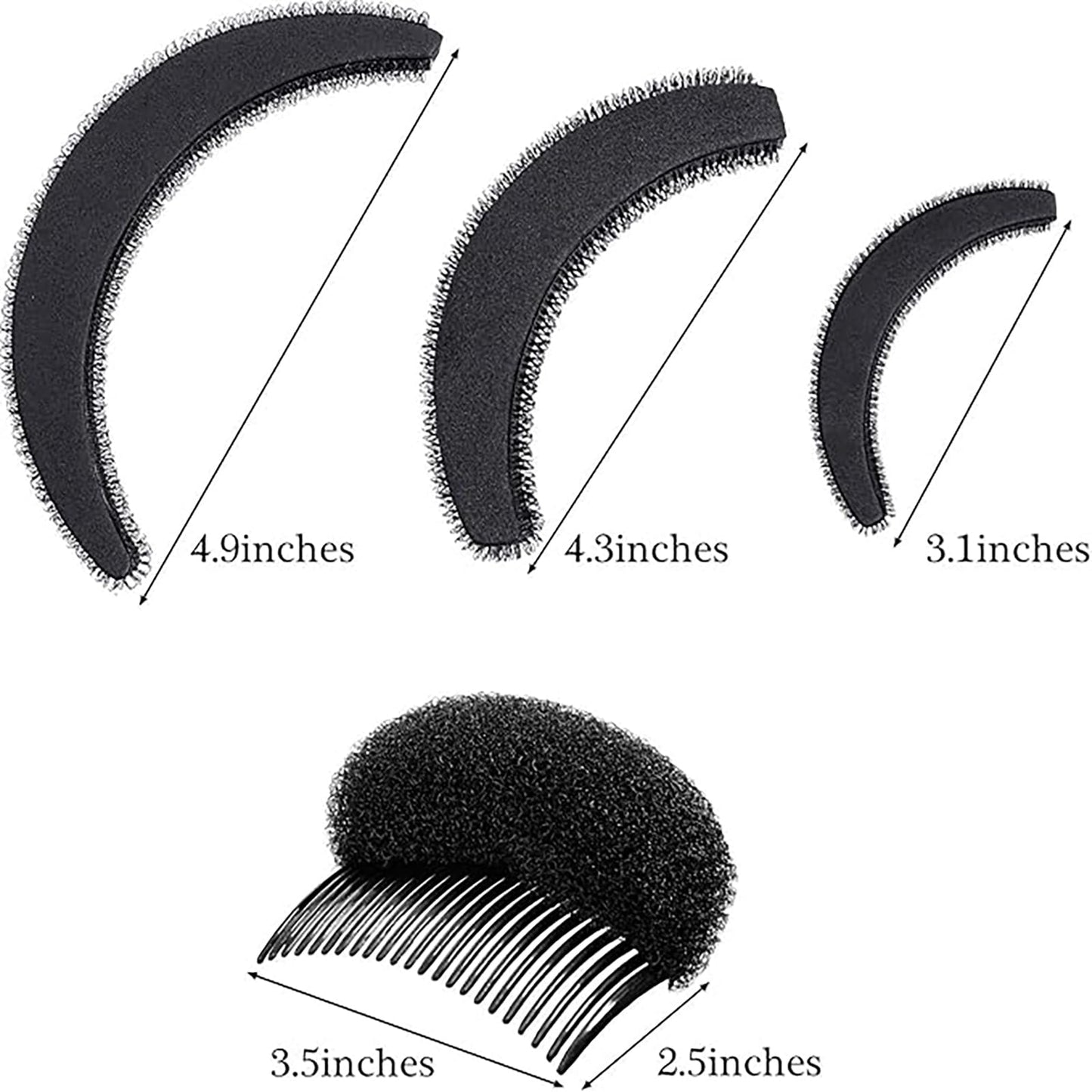 10 Pieces Hair Volumizing Accessories Set - Braiding Tool, Hair Bump Base, and Volume Haircomb for Women Lady Costume(Black, Brown)
