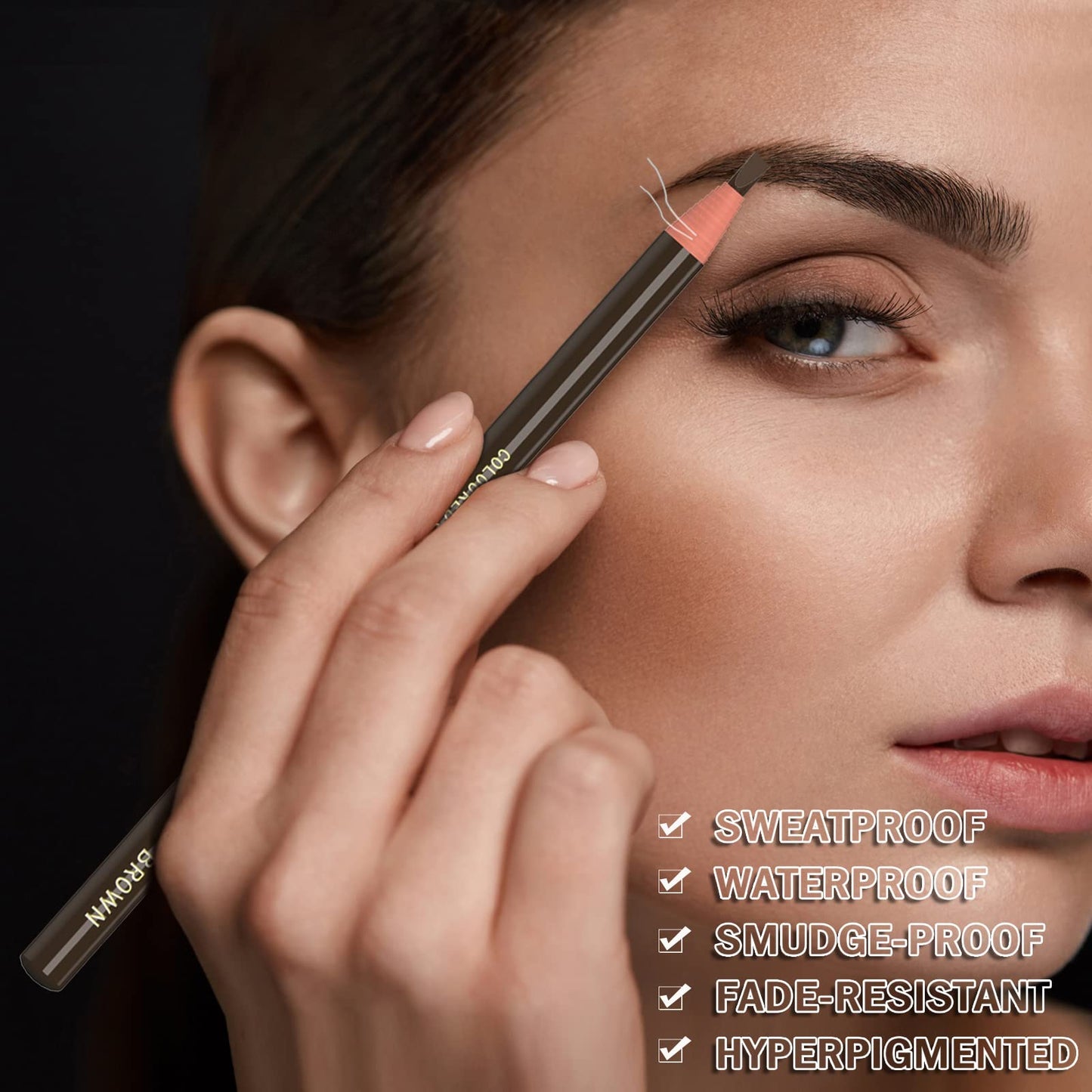 12 Piece Black Colour Waterproof Eyebrows Pencil Tattoo Makeup And Microblading Supplies Kit-Permanent Eye Brow Liners In Waterproof Eyebrow Pencils Peel - Brow Pencil Set For Marking(12 Pcs)