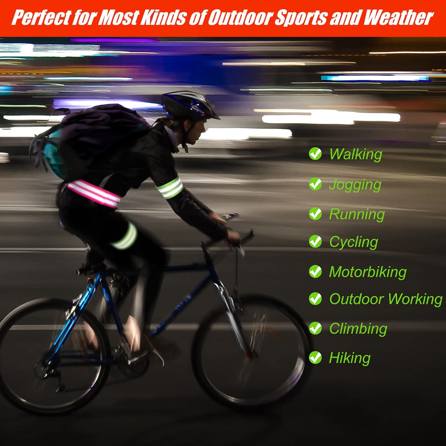 16 Pieces Reflective Bands Reflector Bands for Wrist, Arm, Ankle, Leg, High Visibility Reflective Gear Safety Reflector Tape Straps for Night Walking, Cycling and Running (Green, Pink)