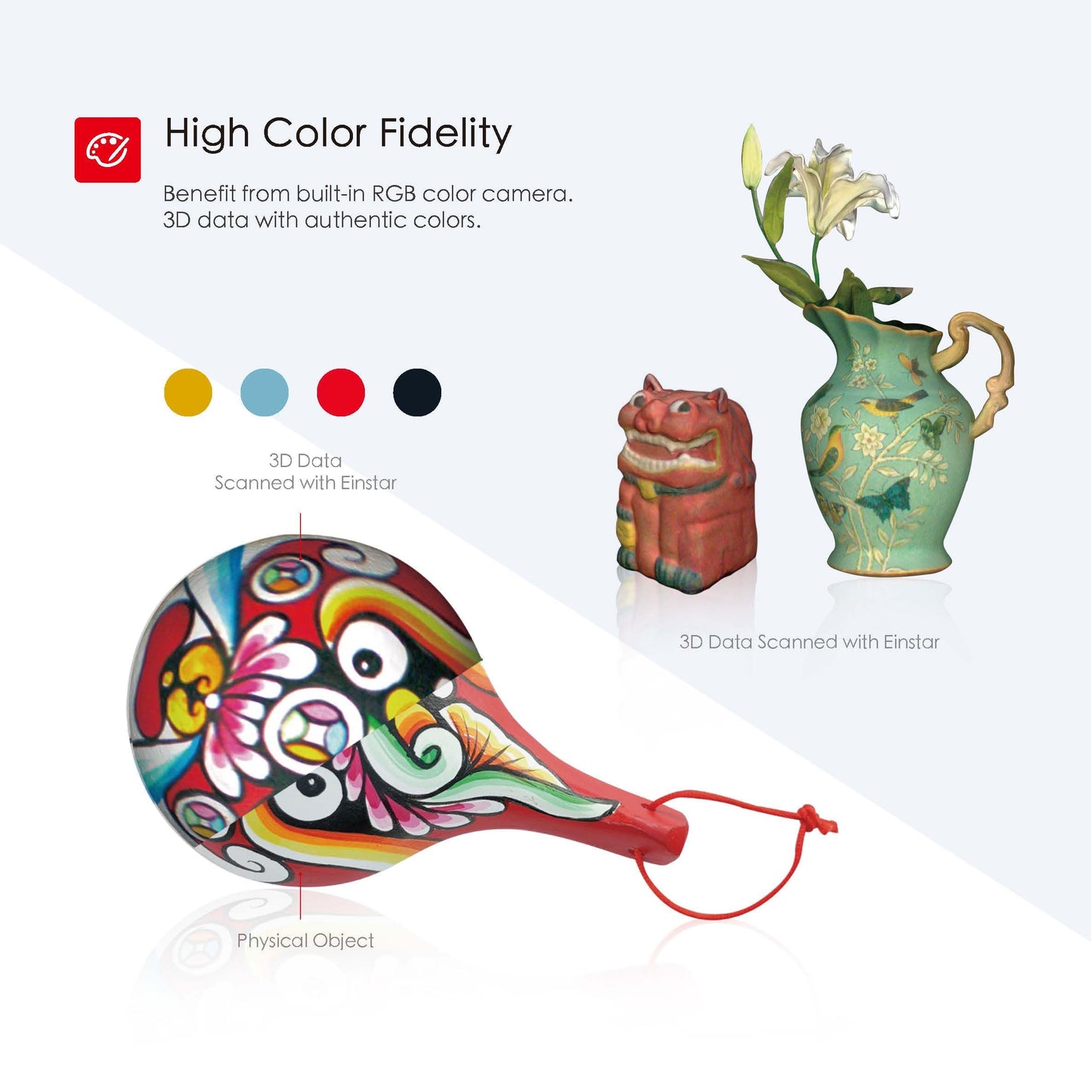 Einstar Handheld 3D Scanner Pro - High Quality and Realistic-3D Scanner for 3D Printing, Infrared VCSEL Light Scanning with RGB Color Camera 0.1 mm Resolution, Handheld 3D-Printer & Scanners Tools