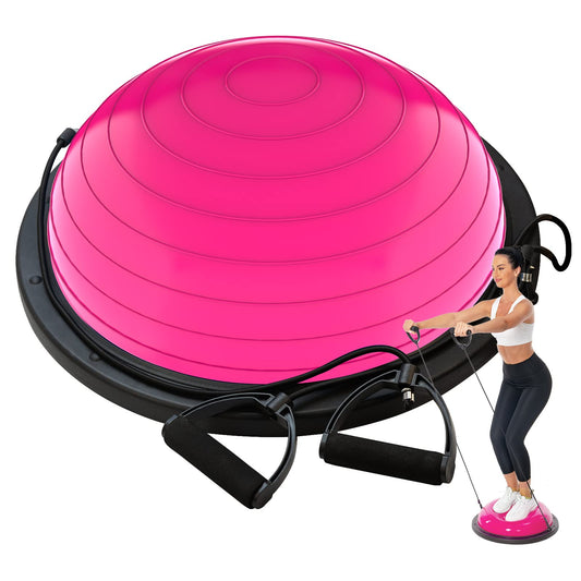 DrfzCa Balance Ball Trainer-Half Ball for Yoga with Resistance Band and Foot Pump, Improve Workout Half Balance Ball,Exercise Balance Ball for Stability Training and Home Gym