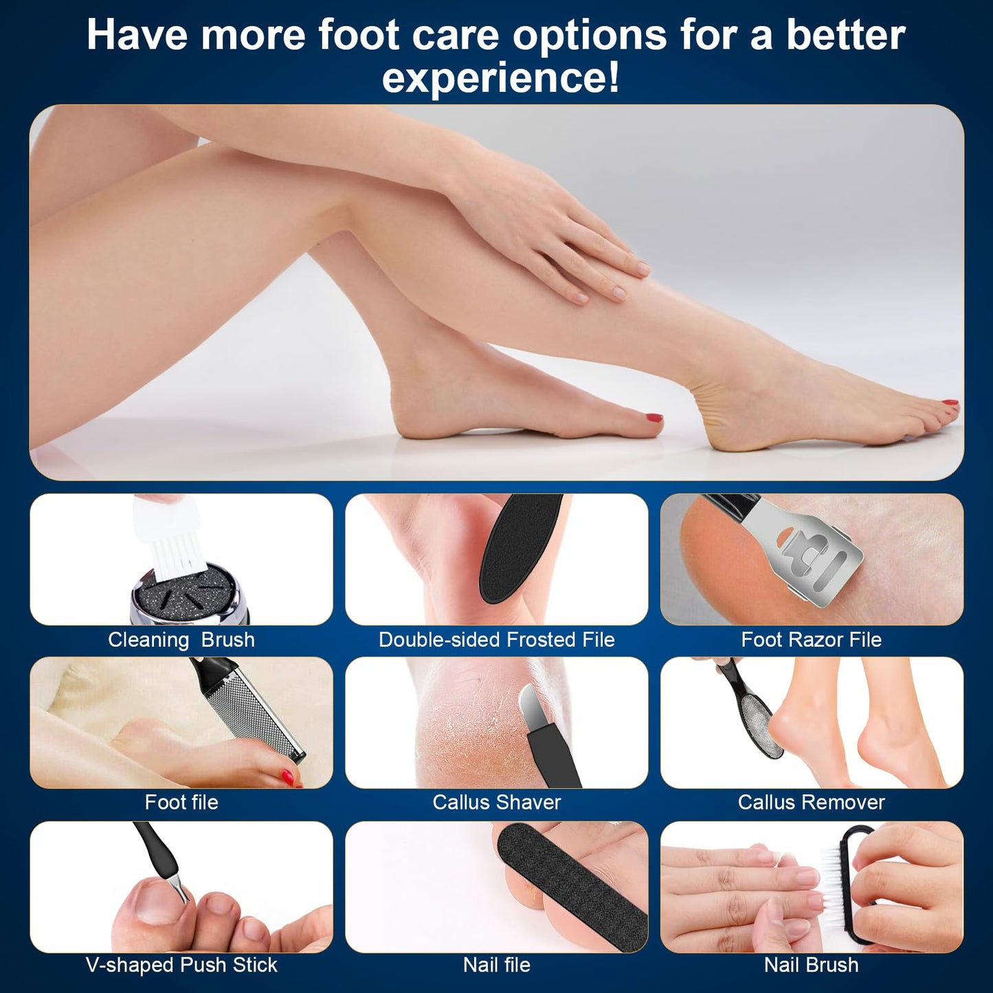 Electric Foot Callus Remover, IPX7 Waterproof Pedicure Kit Rechargeable Calloused Feet Remover Tool with LCD Display, 2-Speed Dual Motors for Efficient Exfoliation of Dead Skin on Feet