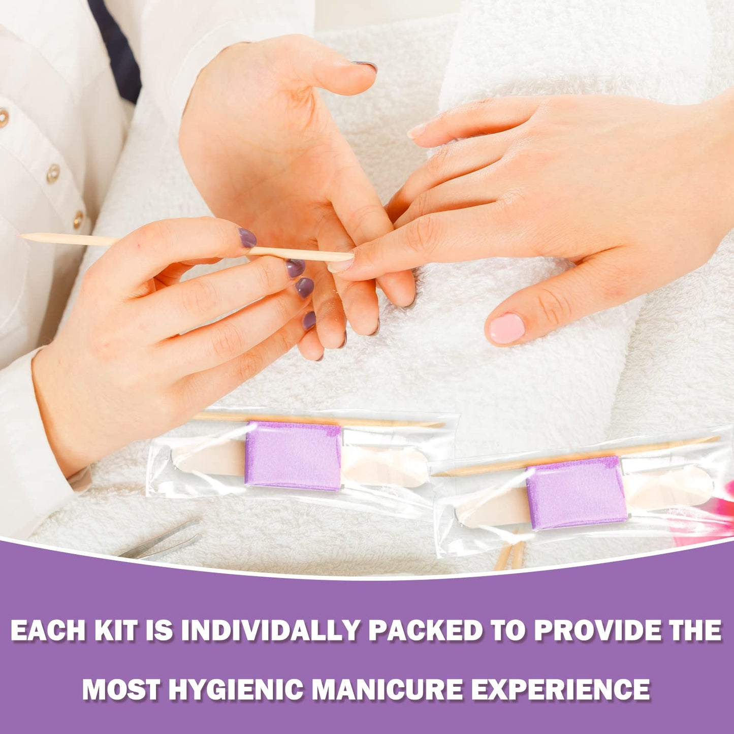 120 Sets Disposable Manicure Kit Basics 3 Pieces Nail Kit, White Wood Nail File 180/180 Grit, Orange Mini Buffer 100/180 Grit, Individually Packed Mini Pedicure Set for Fingernails Toenails