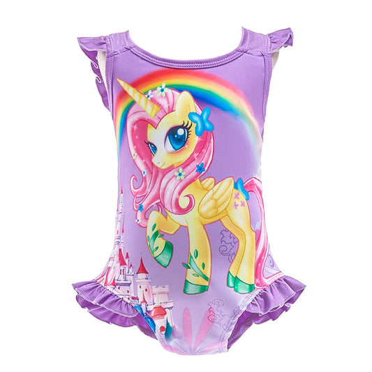 Dressy Daisy Girls Unicorn One Piece Bathing Suit Swimsuit Swimwear Size 3T Purple 054
