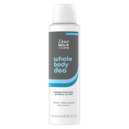 Dove Men+Care Whole Body Deodorant Marine + Blue Cypress For 72H Odor Protection from pits, privates, to feet 4 oz