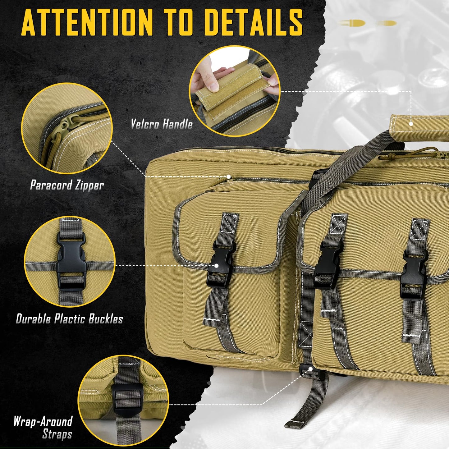 DULCE DOM 32 inch Double Rifle Case Soft Bag Gun Case, Perfect for Rifle Pistol Firearm Storage and Transportation, All Around Shooting Range Tactical Rifle Backpack, Indoor Outdoor