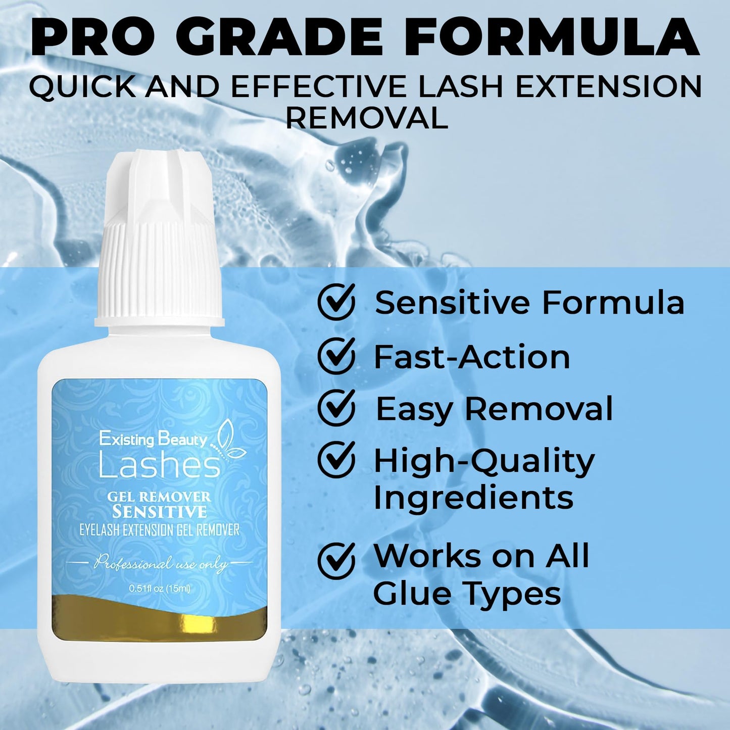 2 Pack Sensitive Lash Remover for Lash Extensions - Clear Eyelash Extension Remover Gel - Fast-Acting Lash Extension Remover, Efficient Lash Glue Remover 15 ml ea - Existing Beauty Lashes