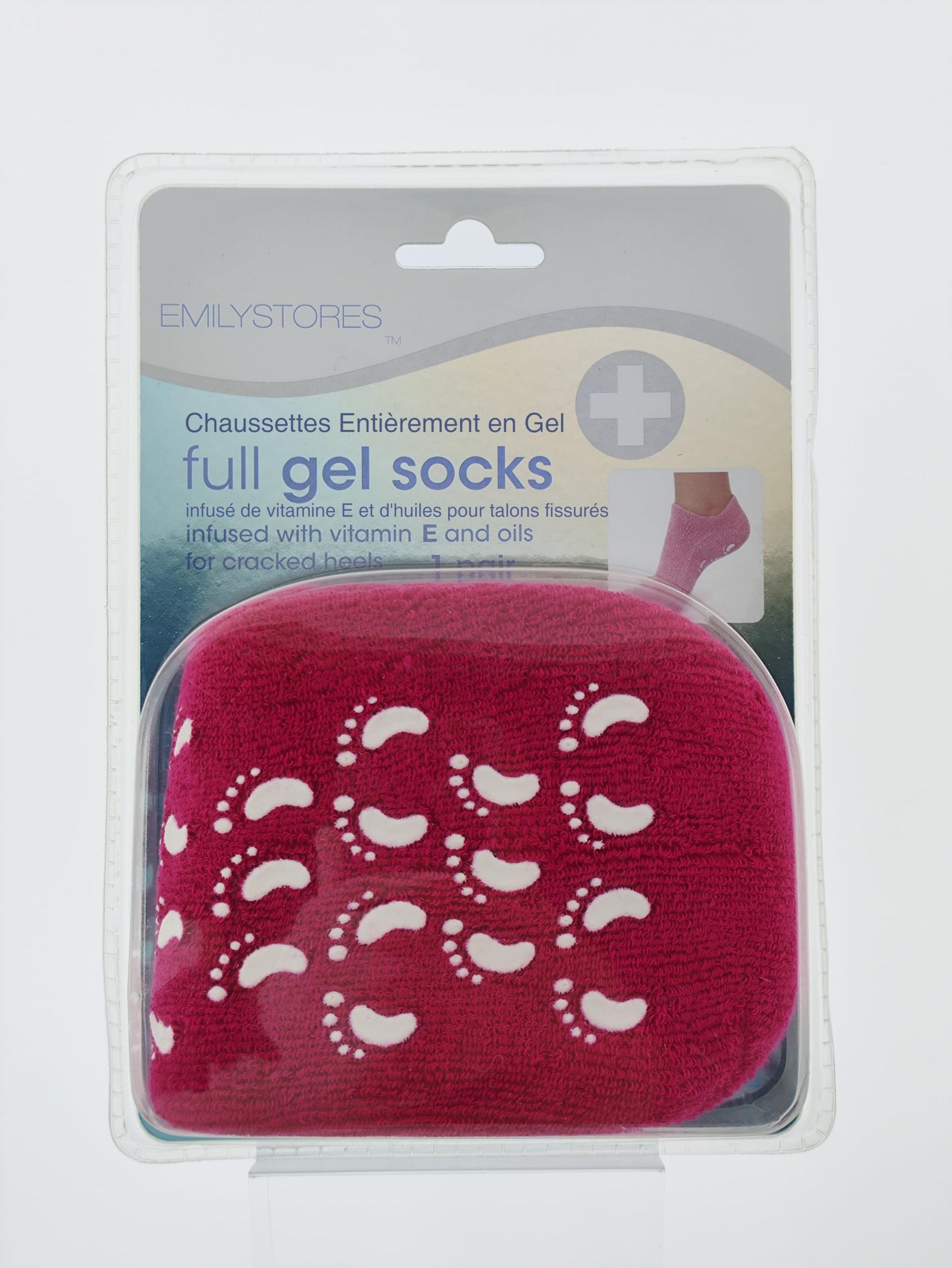 EMILYSTORES Magenta Moisturizing Gel Socks for Cracked Heel 1 Pair, Moisturizing Socks for Women Overnight, for Dry Rough Skin, Moisturize Soften Repair Cracked Skin, Full Gel Jojoba Oil Spa Sock