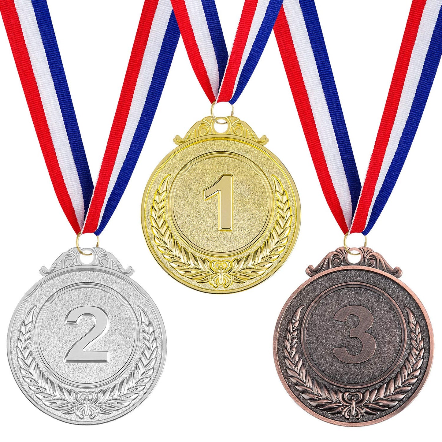 18 Pieces Metal Winner Gold Silver Bronze Award Medals Style Metal Winner Awards with Neck Ribbon, 2Inches