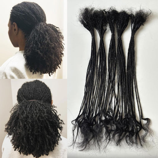 Dreadlock Maker Human Locs 0.1cm Width 14inch 50strands Micro Locs with Curly Ends Soft Dreadlock Extension Human Hair Sister Locks for Women/Men Natural Black