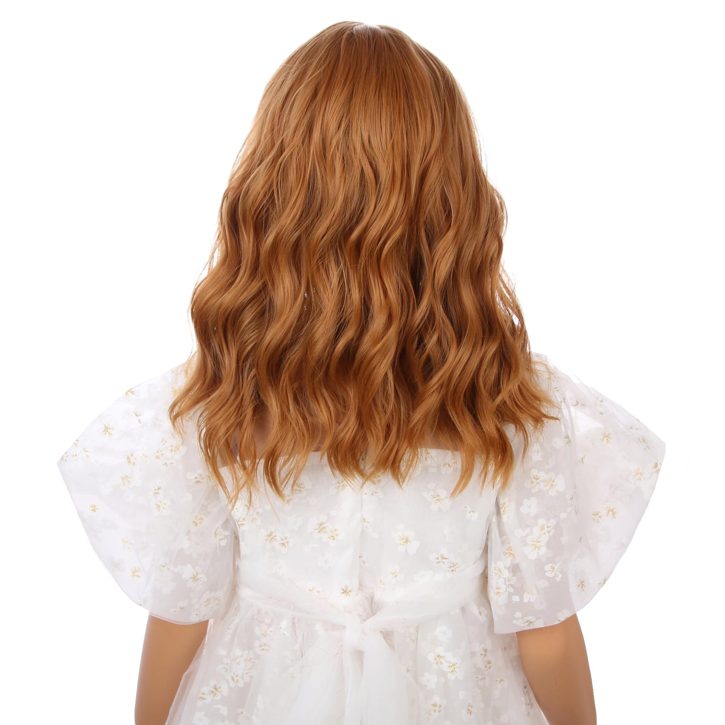 Edivd Kids Strawberry Blonde Wig Gilrs Short Blonde Wig with Air Bangs Short Blonde Wavy Curly Wig for Child Heat Resistant Synthetic Wig with Wig Cap