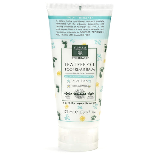 Earth Therapeutics Tea Tree Oil Foot Balm – Australian Tea Tree Oil w/Aloe Vera & Chamomile – Hydrates, Softens & Conditions Dry Cracked Feet, Heel and Calluses – Soothe Irritated Skin – 6 Ounces