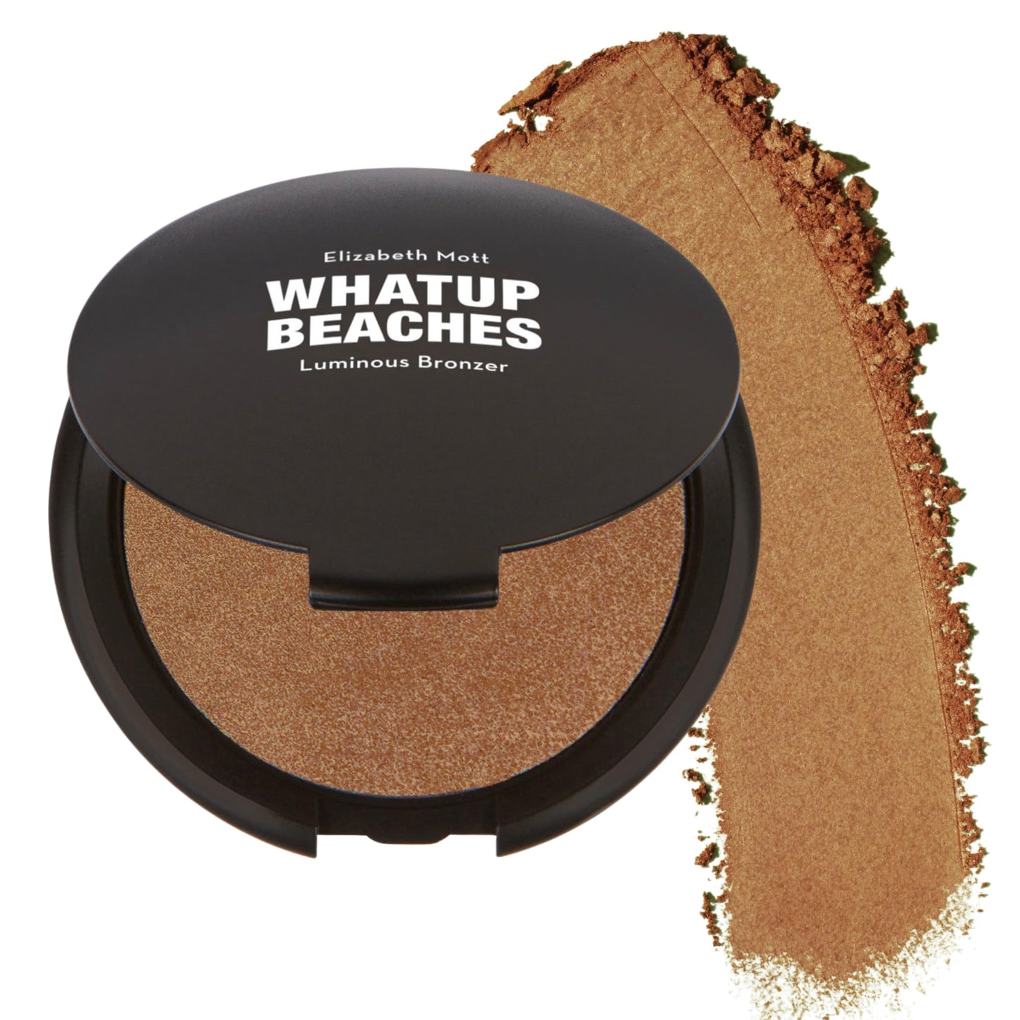 Elizabeth Mott Whatup Beaches Matte Powder Bronzer & Contour for Face, Long-Lasting Natural Sun-Kissed Bronzing Finish for All Skin Tones, Buildable Pressed Compact Makeup, Vegan & Cruelty-Free (10g)