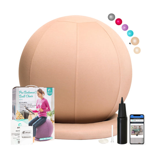 ENOVI ProBalanceΩ Ball Chair, Yoga Ball Chair Exercise Ball Chair with Slipcover and Base for Home Office Desk, Birthing & Pregnancy, 75cm, WB