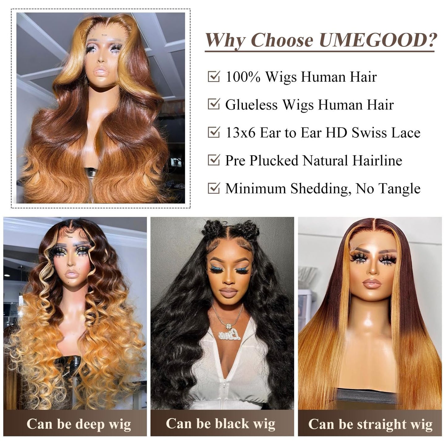 250% Density 13x6 Honey Blonde Wig Human Hair Pre Plucked With Baby Hair 13x6 HD Transparent Body Wave Lace Front Wigs 4/27 Colored Highlight Ombre Lace Front Wig Human Hair Brazilain Virgin 22Inch