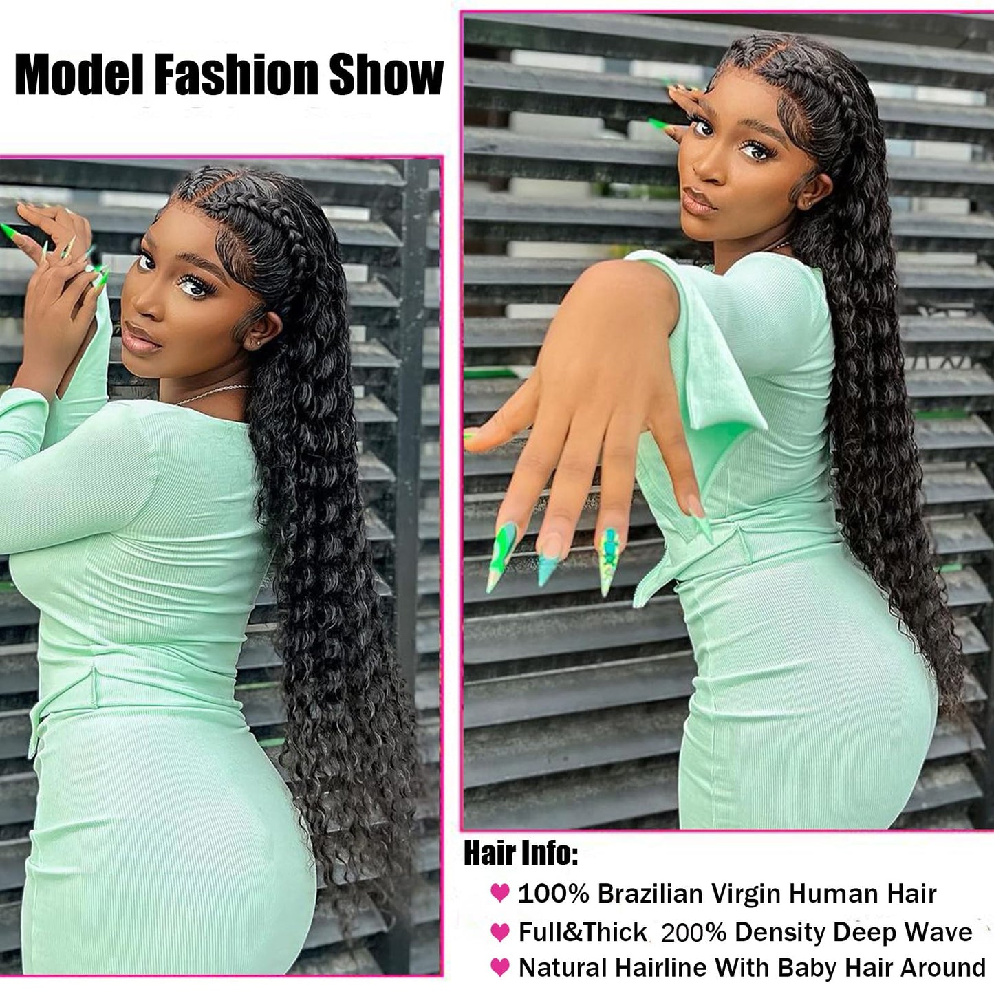 13x6 HD Lace Front Wigs Human Hair 200% Density Deep Wave Lace Front Wigs Human Hair 26 Inch Glueless Deep Curly Lace Frontal Wigs for Women Pre Plucked Wet and Wave Wigs Human Hair with Baby Hair