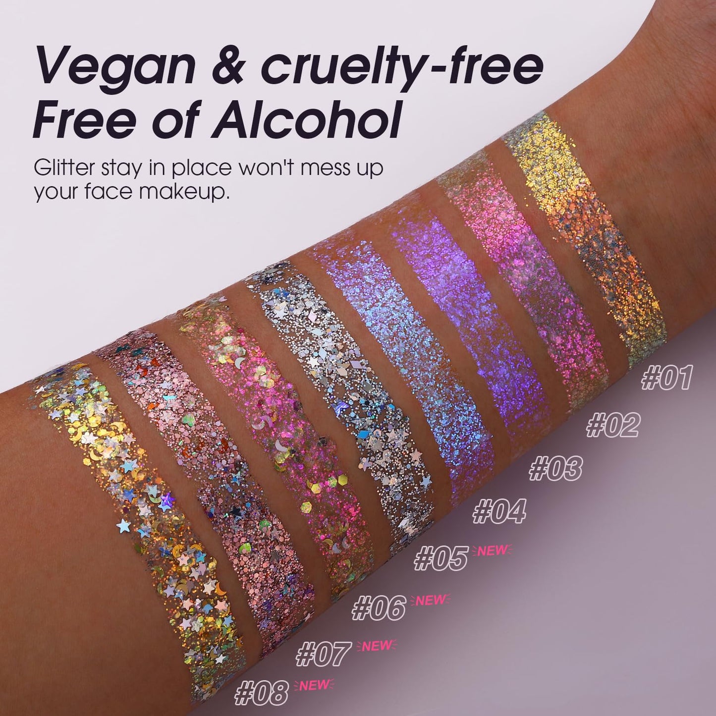 2 Pack Body Glitter Gel - Cosmetic-Grade, Color Changing Christmas Glitter Makeup for Face, Body, and Hair, Safe and Easy to Use, Perfect for Festivals Parties (01 Golden Mirage + 02 Stardust Pink)