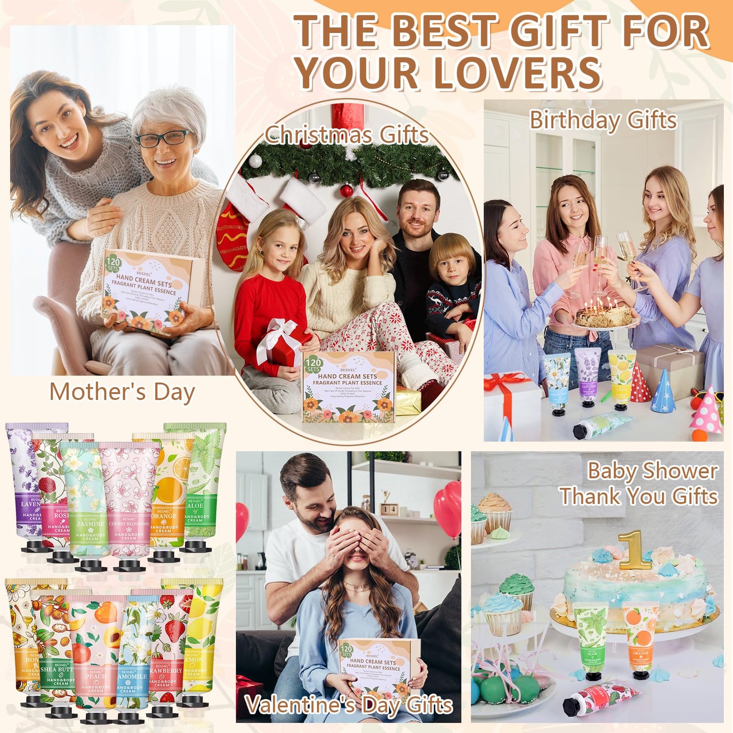 120 Pack Hand Cream Gifts Set For Women, Mini Hand Lotion Travel Size in Bulk for Dry Cracked Hands, Graduation Gifts, Christmas Gifts, Thanksgiving Gifts, Teacher Appreciation Gifts, Party Favors