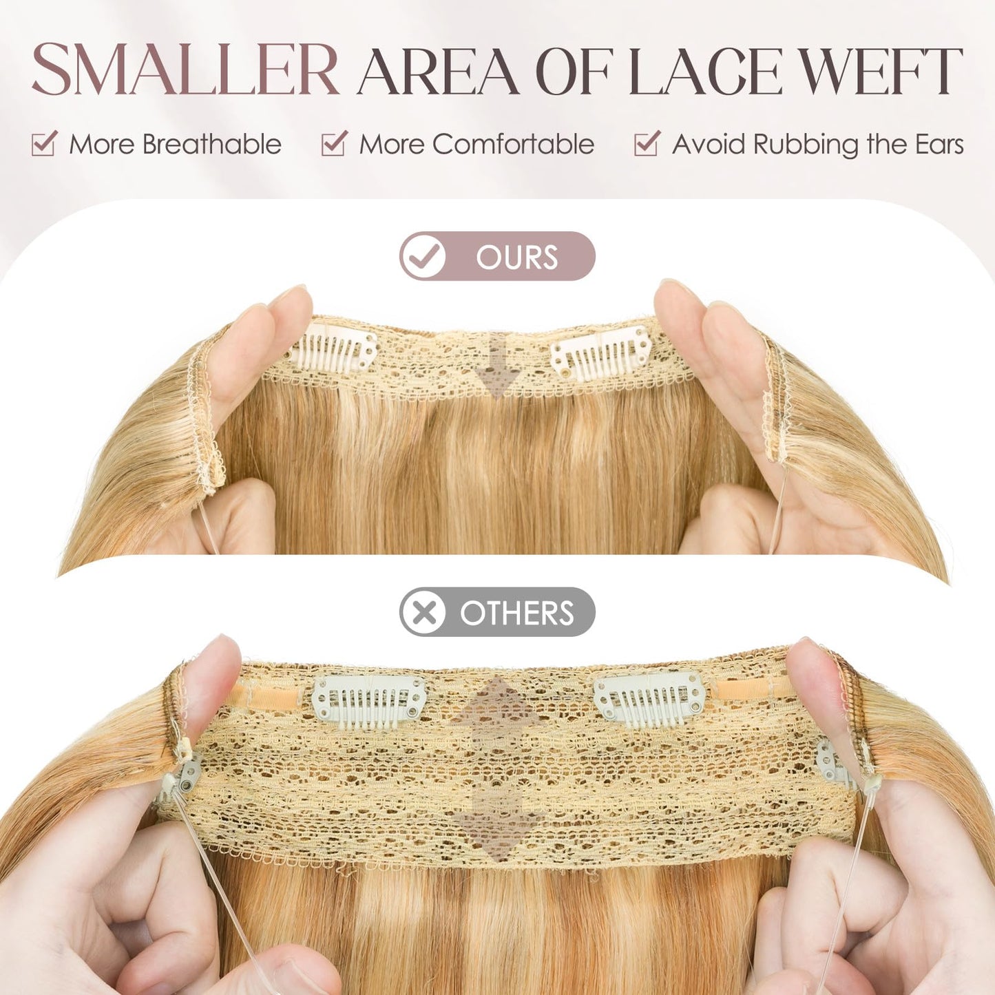 Elailite Halo Hair Extensions Real Human Hair for Women Golden Brown & Bleach Blonde Clip in Remy Hairpiece with Adjustable Invisible Wire 20 Inch 70G
