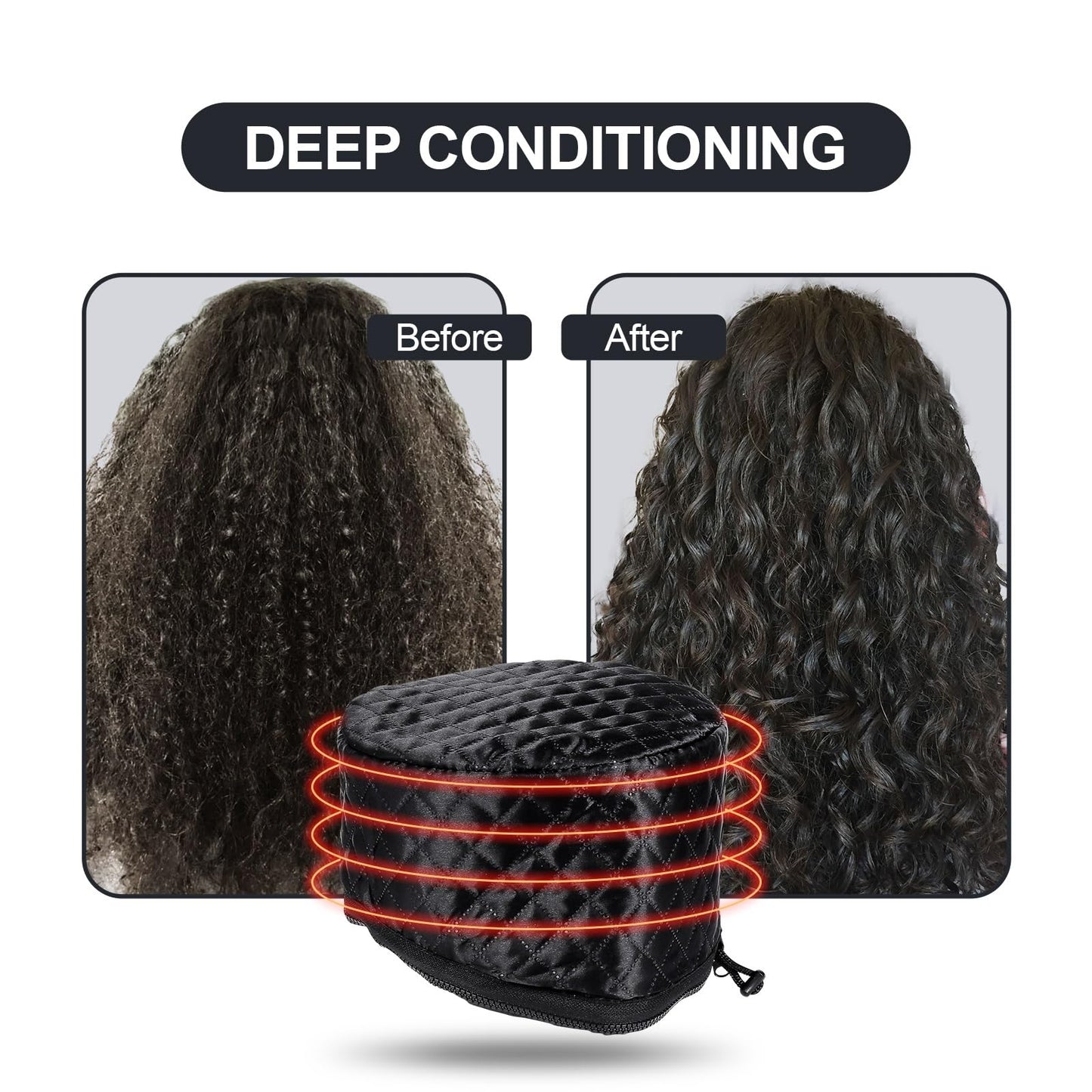Electric Hair Steamer Cap, Hair Care Hat Heating Cap with 10 Gears Temperature and Timer Control, Thermal Heat Cap for Black Hair Thermal (Black)